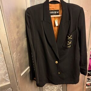 Vintage  Black Blazer with Gold Details